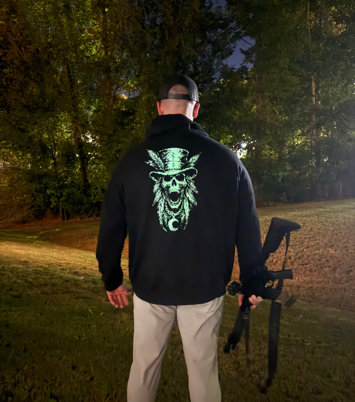 Nightfall Skull Collection Glow In The Dark Black Hoodie