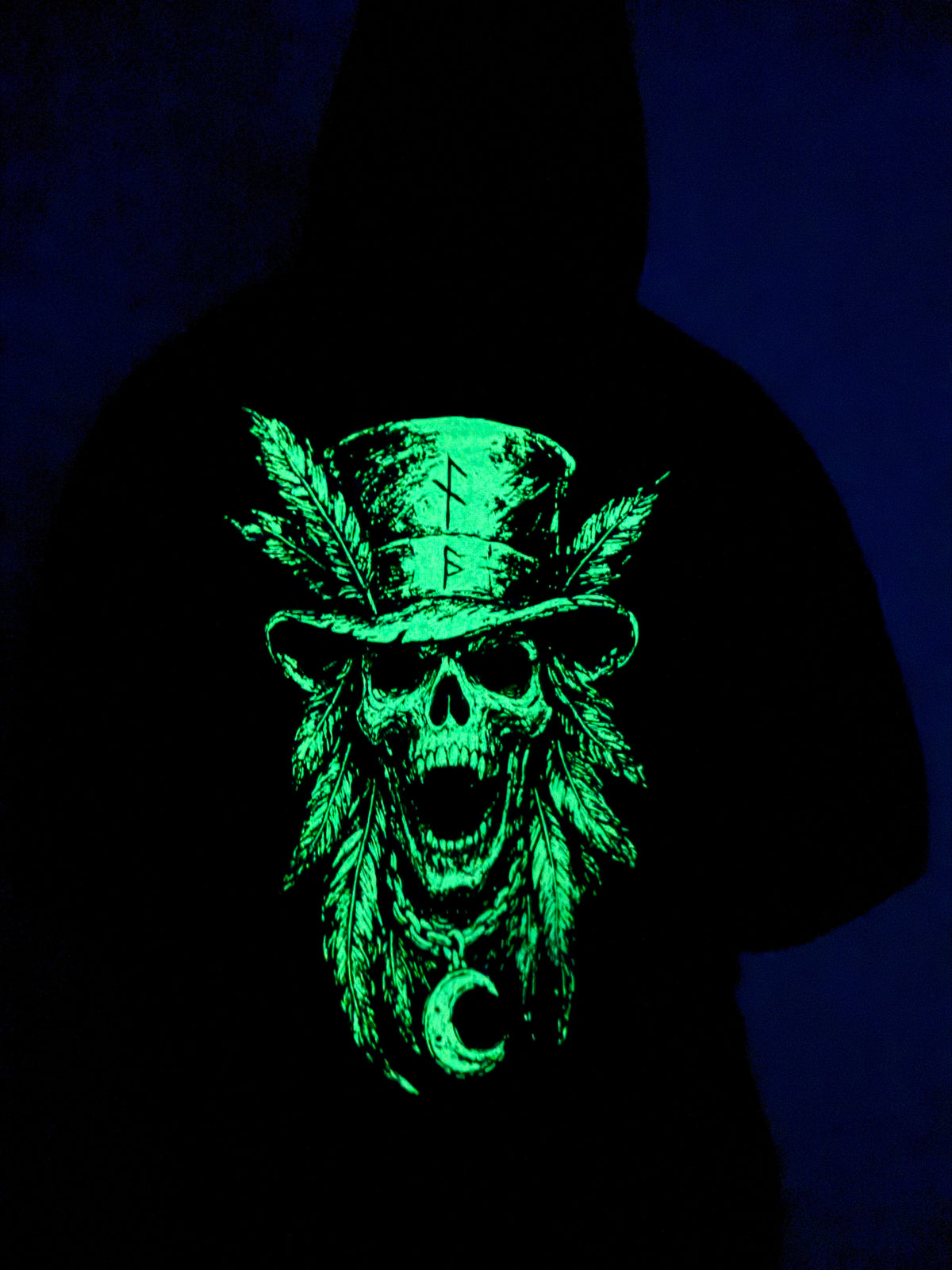 Nightfall Skull Collection Glow In The Dark Black Hoodie